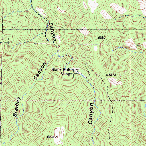 Topographic Map of Black Bob Mine, CA