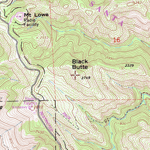 Topographic Map of Black Butte, CA