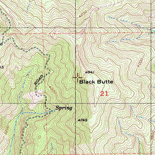 Topographic Map of Black Butte, CA