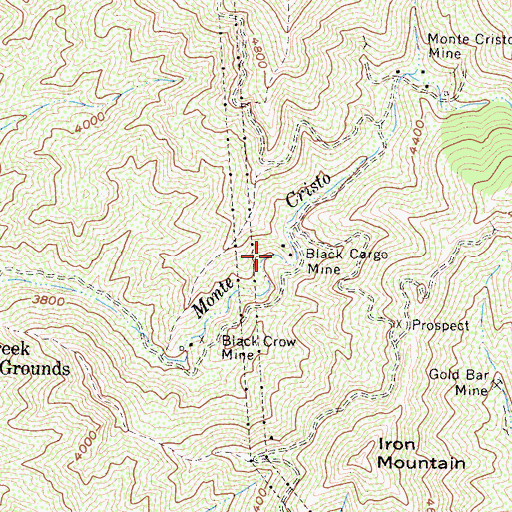 Topographic Map of Black Cargo Mine, CA