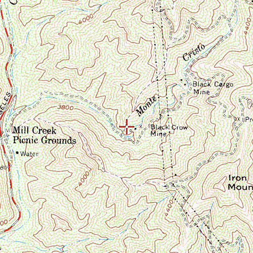 Topographic Map of Black Crow Mine, CA