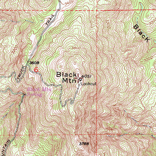 Topographic Map of Black Mountain, CA
