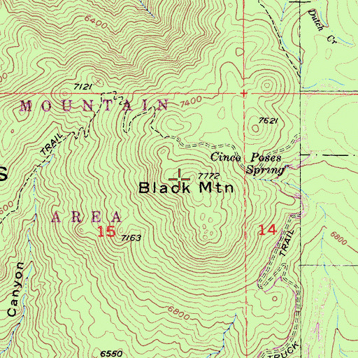 Topographic Map of Black Mountain, CA