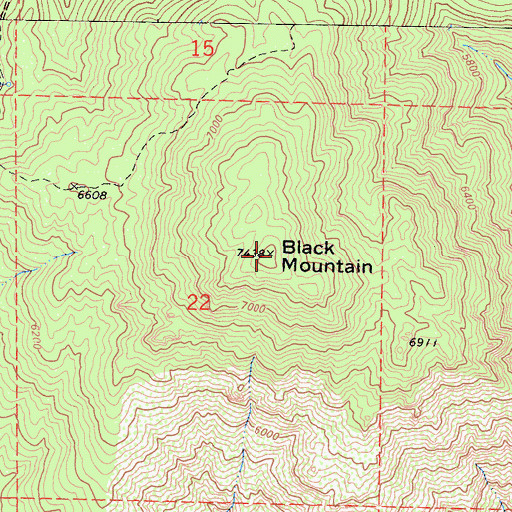 Topographic Map of Black Mountain, CA