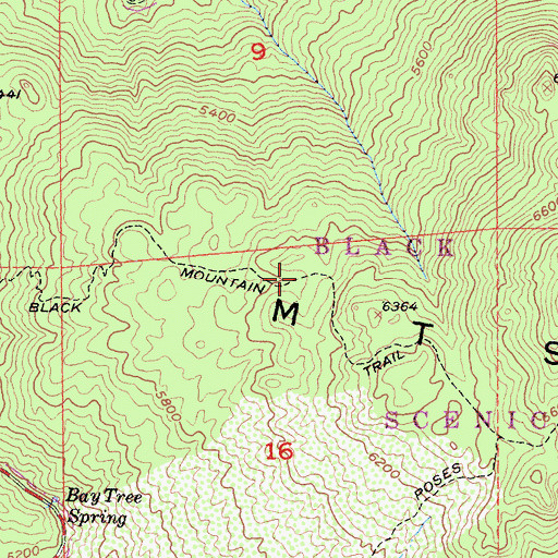 Topographic Map of Black Mountain Trail, CA
