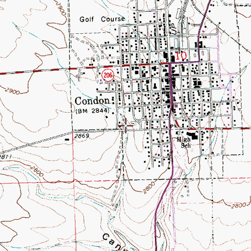 Topographic Map of Gilliam County Road Department, OR
