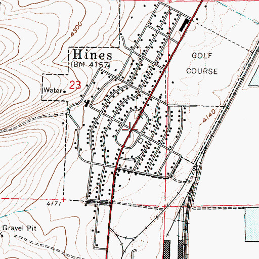 Topographic Map of Hines Public Works Department, OR