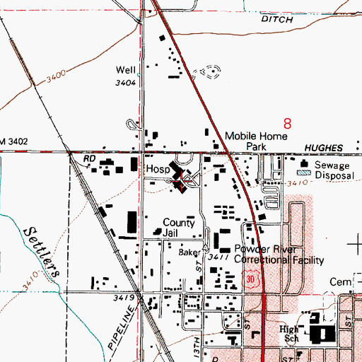 Topographic Map of Saint Elizabeth Hospital Heliport, OR