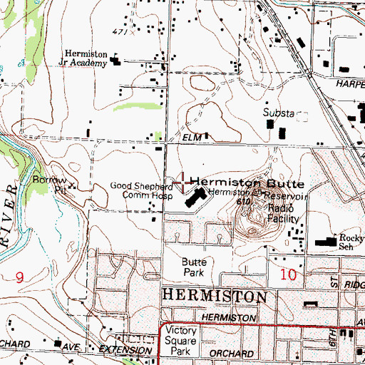 Topographic Map of Good Shepherd Hospital Heliport, OR
