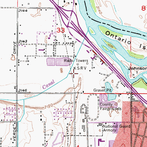 Topographic Map of Ontario Public Works Department, OR