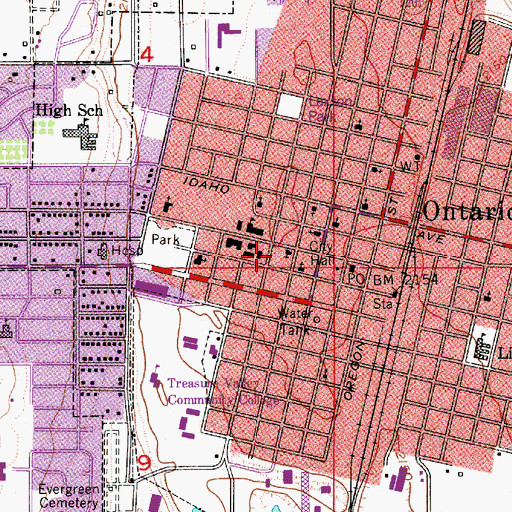 Topographic Map of Ontario Community Library, OR