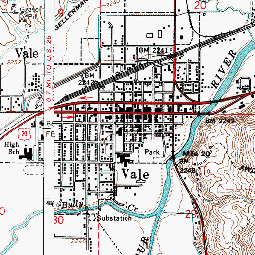 Topographic Map of Malheur County Courthouse, OR