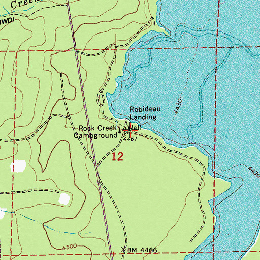 Topographic Map of Rock Creek Campground Boat Ramp, OR
