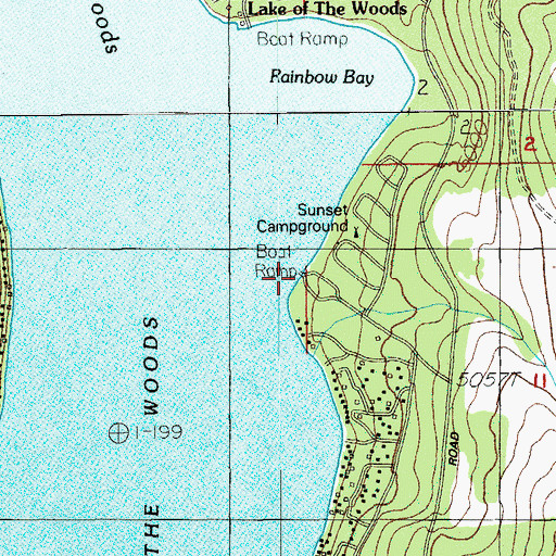 Topographic Map of Sunset Campground Boat Ramp, OR