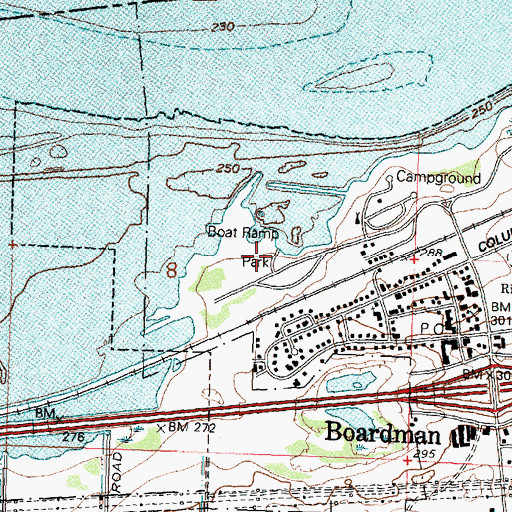 Topographic Map of Boardman Marina Park Boat Ramp, OR