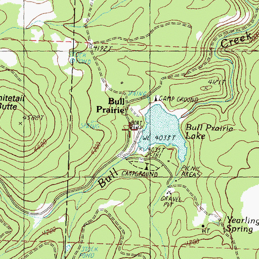 Topographic Map of Bull Prairie Campground Boat Ramp, OR