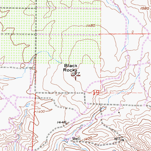 Topographic Map of Black Rocks, CA