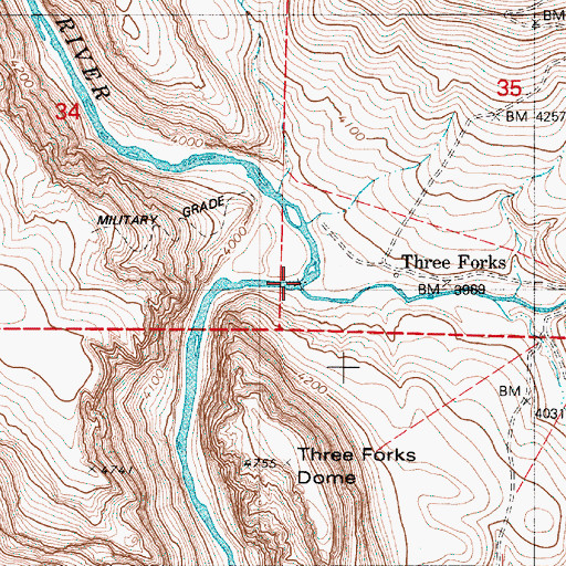 Topographic Map of Three Forks Access Boat Launch, OR