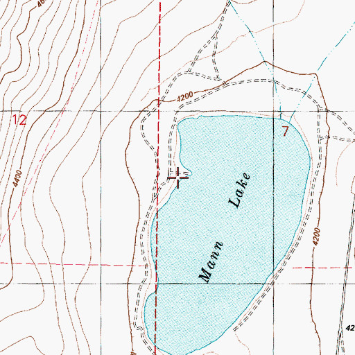 Topographic Map of West Mann Lake Boat Access, OR