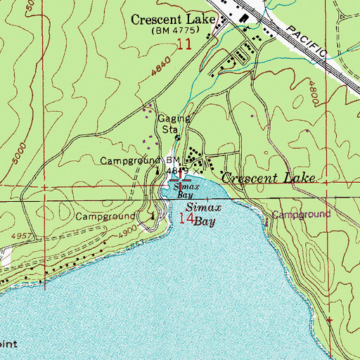 Topographic Map of Crescent Lake Resort Marina, OR