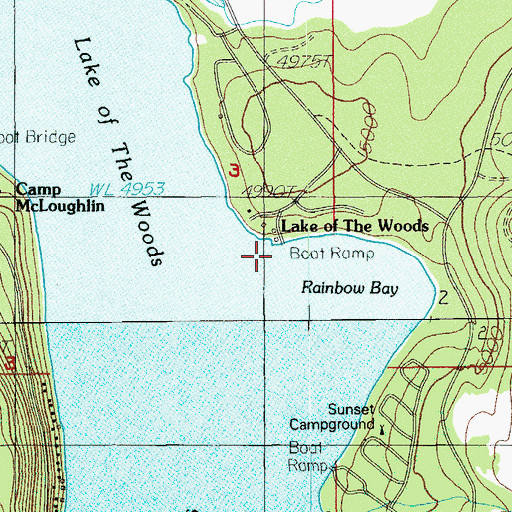 Topographic Map of Lake of the Woods Resort Marina, OR