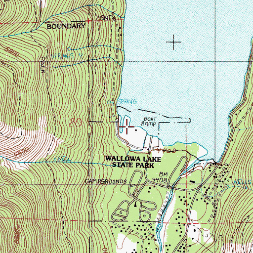 Topographic Map of Wallowa Lake State Park Marina, OR
