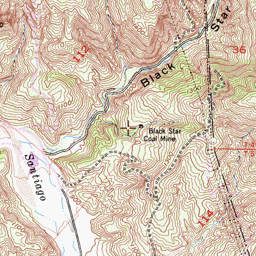 Topographic Map of Black Star Coal Mine, CA
