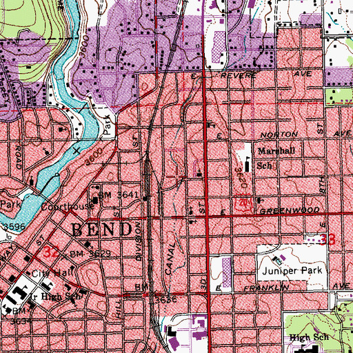 Topographic Map of 2nd Street Theatre, OR