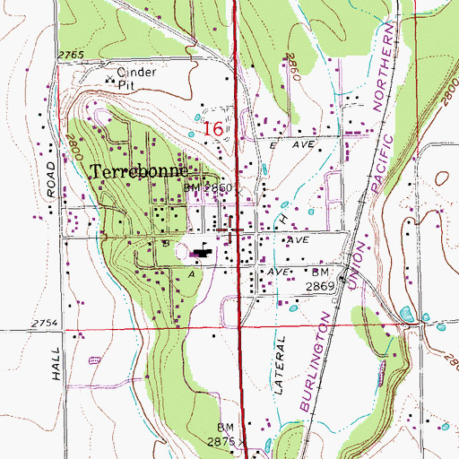 Topographic Map of Cascades East Transit Terrebonne Park and Ride, OR