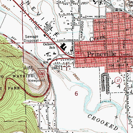 Topographic Map of Crook County Library, OR