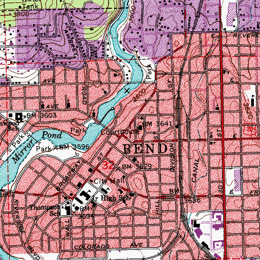 Topographic Map of Deschutes County Courthouse, OR