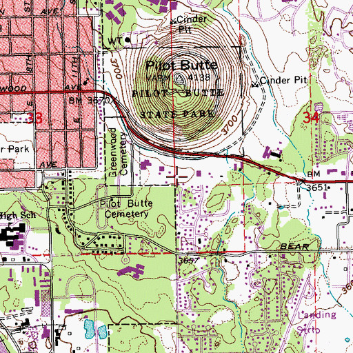 Topographic Map of Greyhound Station Bend, OR