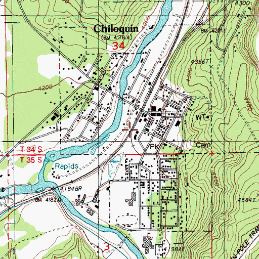 Topographic Map of Klamath County Library Chiloquin Branch, OR