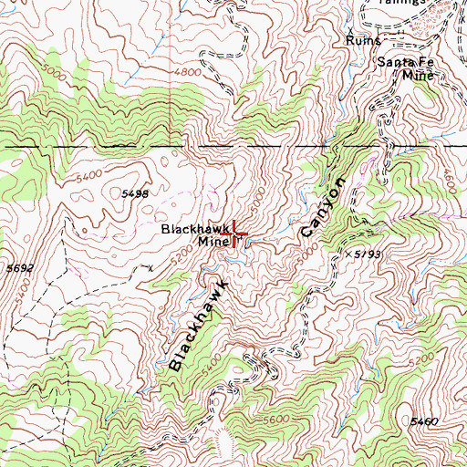 Topographic Map of Blackhawk Mine, CA