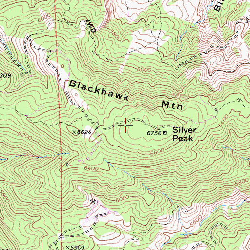 Topographic Map of Blackhawk Mountain, CA