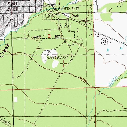 Topographic Map of Sisters Public Works Department Headquarters, OR