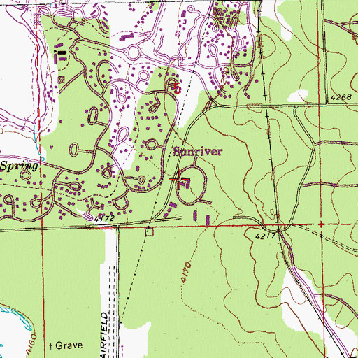 Topographic Map of Sunriver Area Public Library, OR