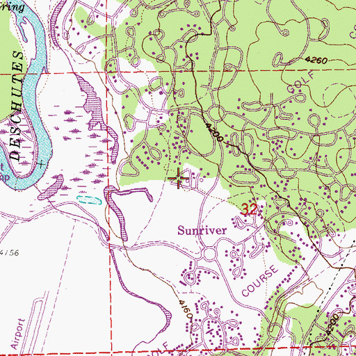 Topographic Map of Sunriver Homeowners Association Public Works Building, OR