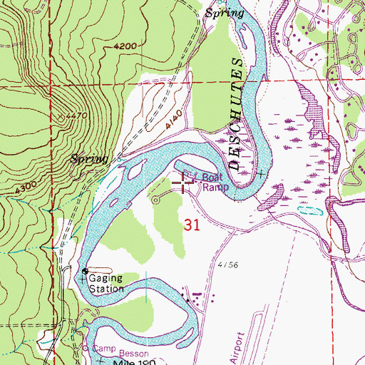 Topographic Map of Sunriver Resort Marina Boat Launch, OR