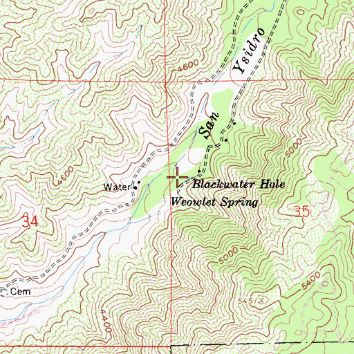 Topographic Map of Blackwater Hole, CA