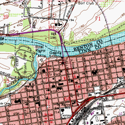 Topographic Map of Albany Civic Theatre, OR