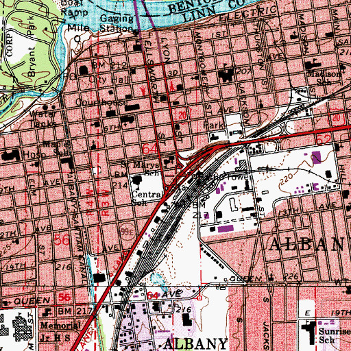 Topographic Map of Albany Transit Station, OR