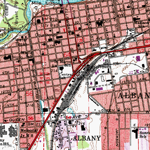 Topographic Map of Albany Transit System Park and Ride, OR