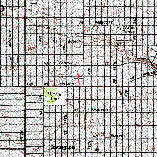 Topographic Map of Albina Library, OR