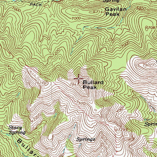 Topographic Map of Bullard Peak, AZ