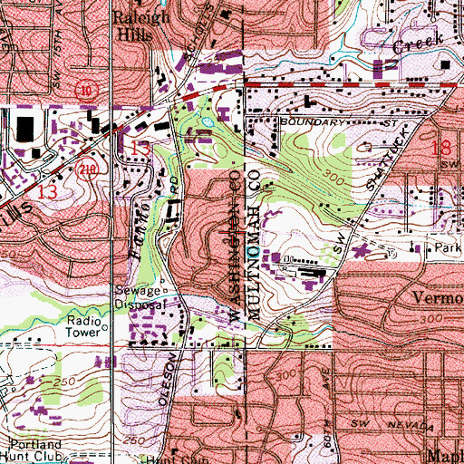 Topographic Map of Alpenrose Dairy Quarter Midget Track, OR