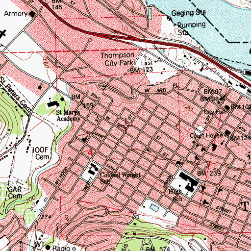 Topographic Map of American Red Cross Columbia River District The Dalles Office, OR