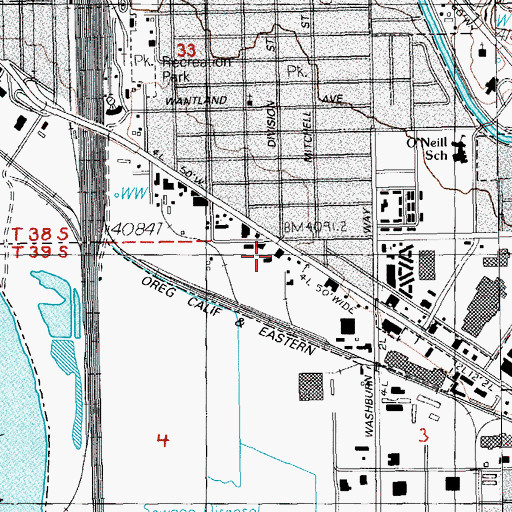 Topographic Map of American Red Cross Klamath Falls Donor Center, OR