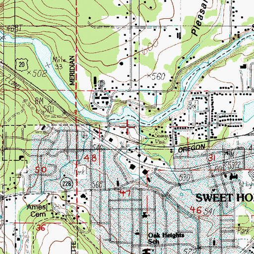 Topographic Map of Ames Creek Boat Ramp, OR