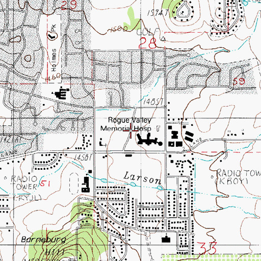 Topographic Map of Asante Health Rogue Valley Medical Center Blood Bank, OR